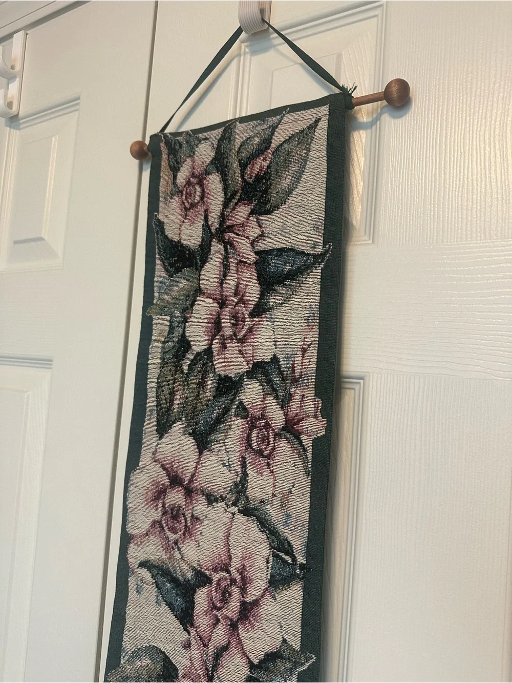 Floral Tapestry Wall Hanging in Green and Pink